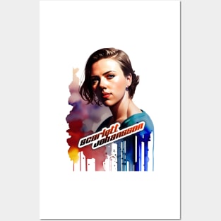 scarlett ingrid johansson watercolor hand drawing graphic design and illustration by ironpalette Posters and Art